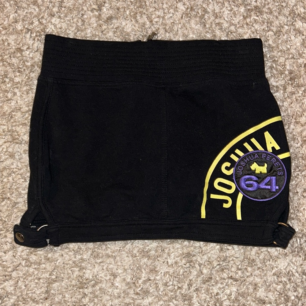 Joshua Perets Black Cotton Mini Skirt